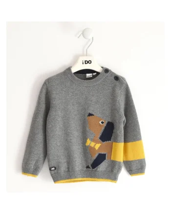 Pulover tricot cu imprimeu baiat ,  4.5417, Gri
