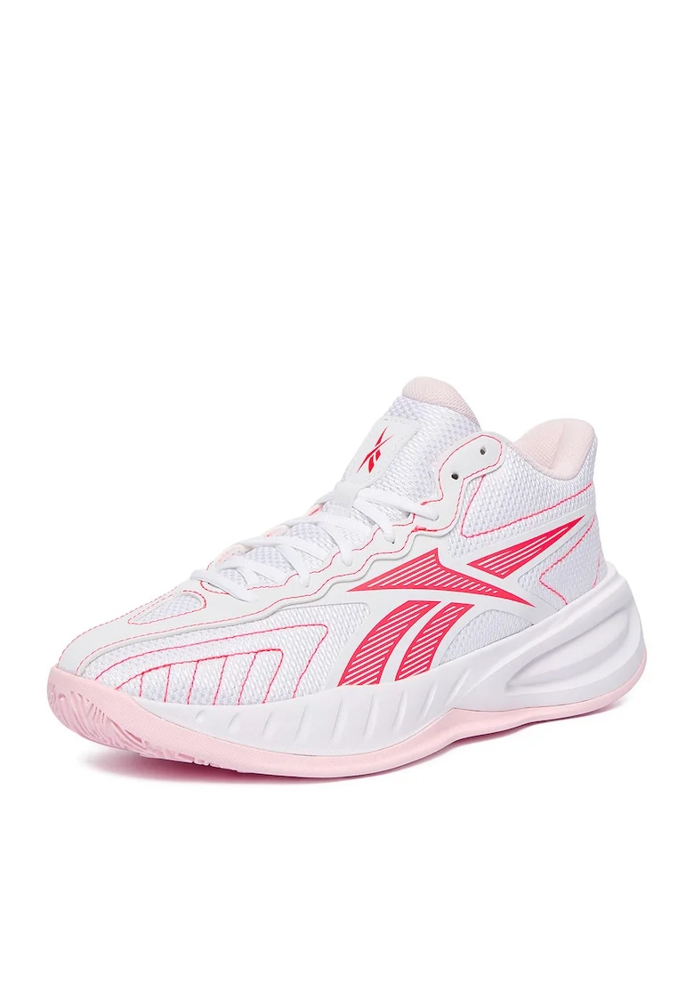 Pantofi sport  baschet unisex, alb-roz, textil
