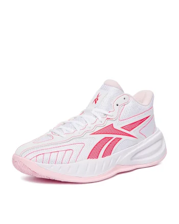 Pantofi sport  baschet unisex, alb-roz, textil
