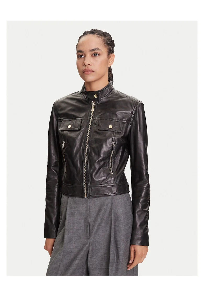 Geaca de piele,  neagra, femei, piele naturala
