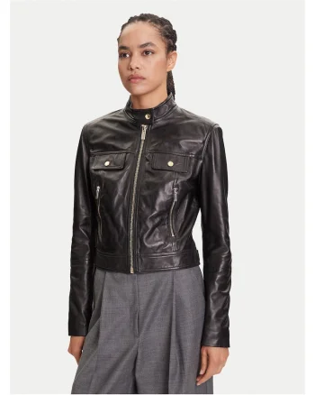 Geaca de piele,  neagra, femei, piele naturala