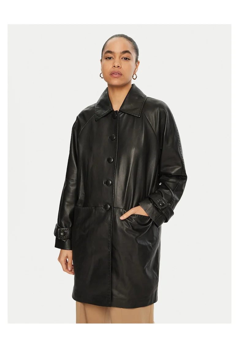 Geaca de piele,  neagra, piele naturala