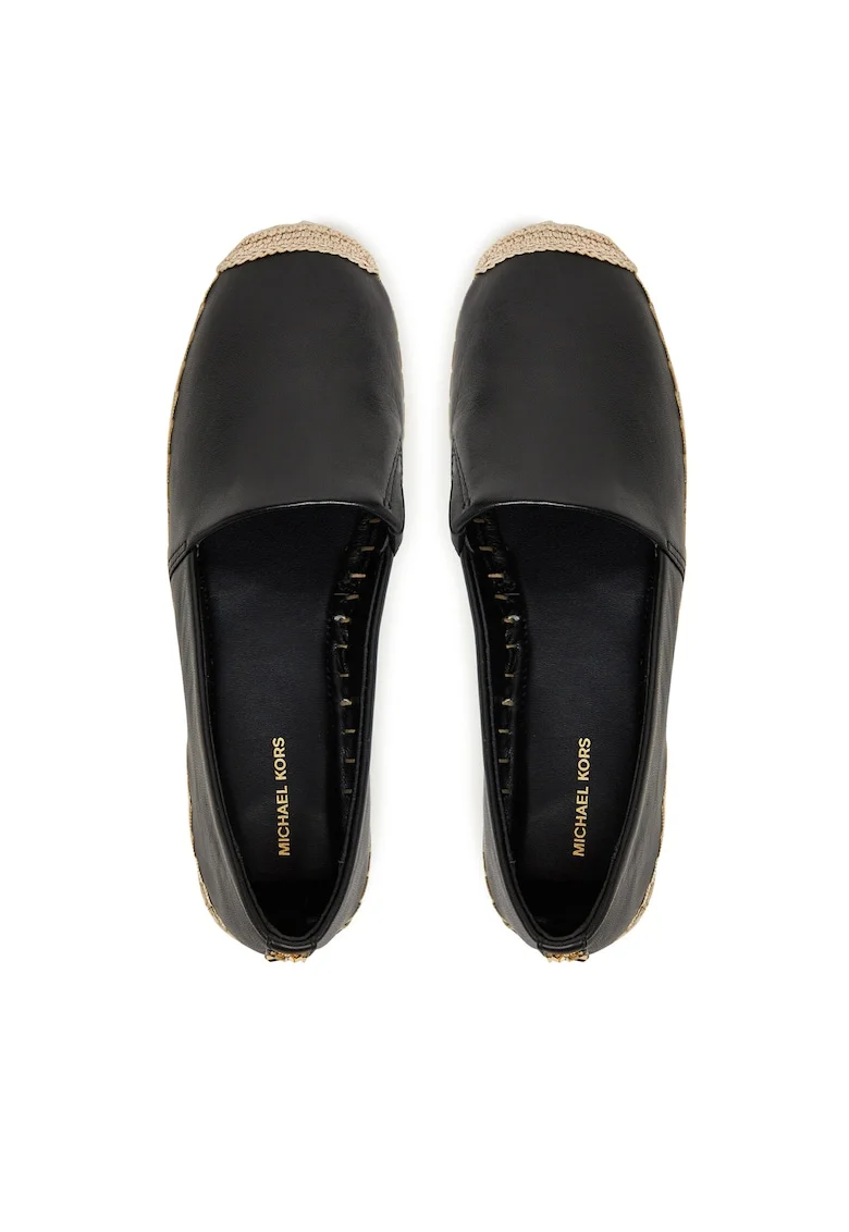 Mocasini dama  piele naturala, negru, espadrile