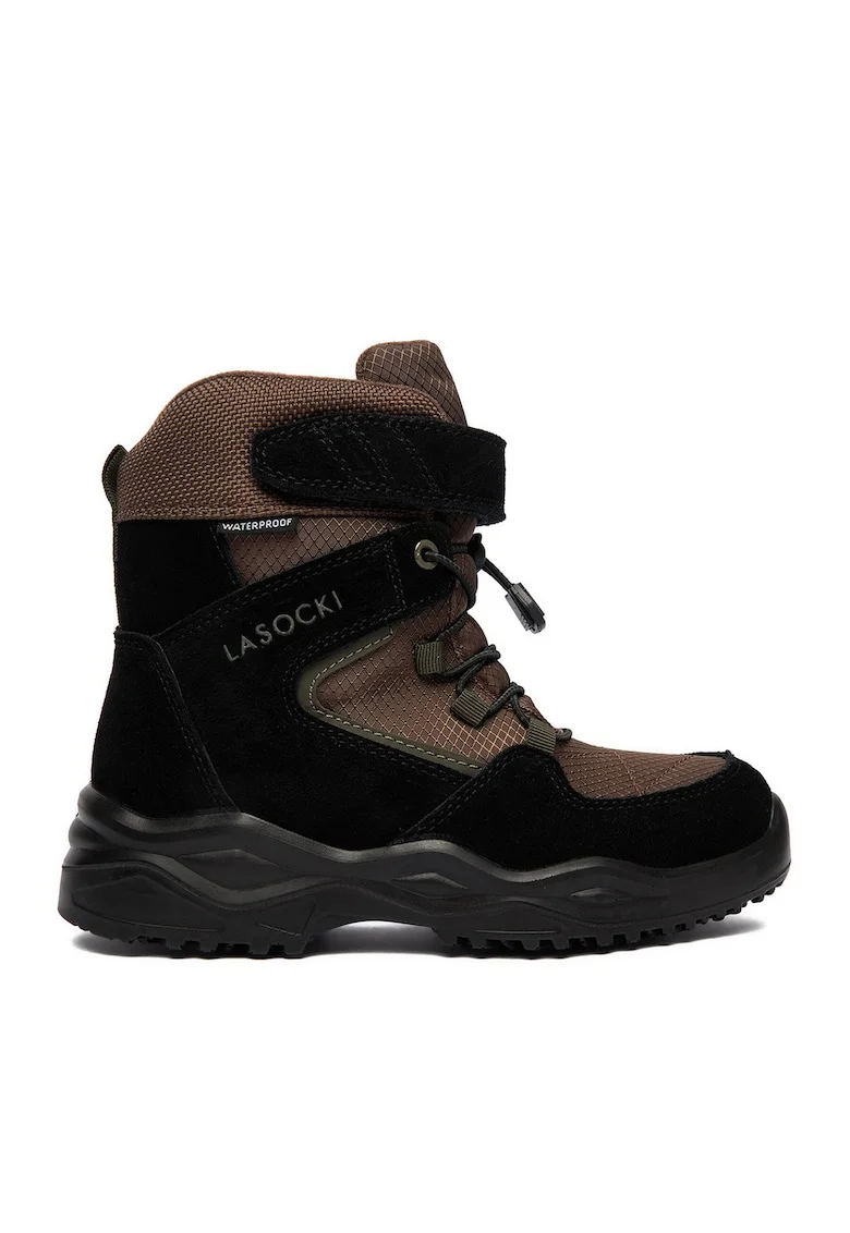 Ghete sport baieti,  piele naturala, maro/negru