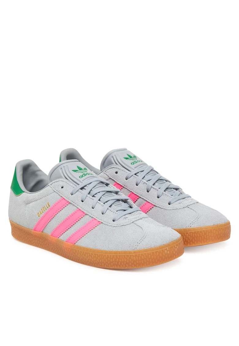 Pantofi sport copii,  Halo Silver / Lucid Pink / Green, piele naturala, unisex
