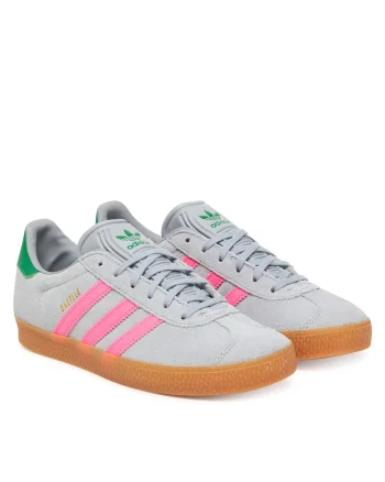 Pantofi sport copii,  Halo Silver / Lucid Pink / Green, piele naturala, unisex