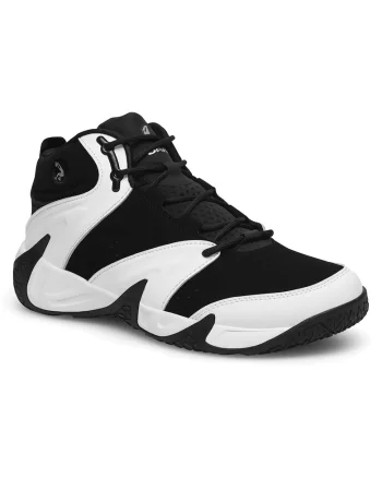Pantofi sport barbati  alergare, negru/alb, piele naturala