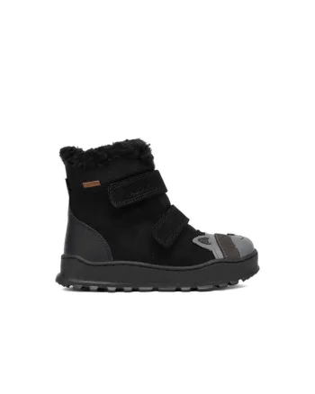 Ghete sport baieti,  piele naturala, negru/gri