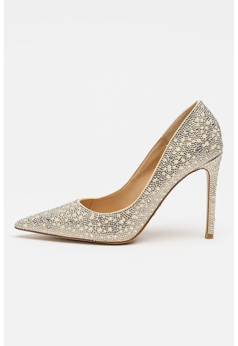 Pantofi stiletto decorati cu strasuri Thrive, Grej/Argintiu