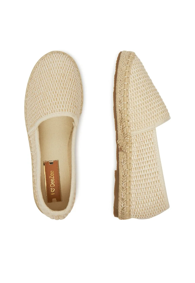 Mocasini dama,  espadrile bej, tesatura