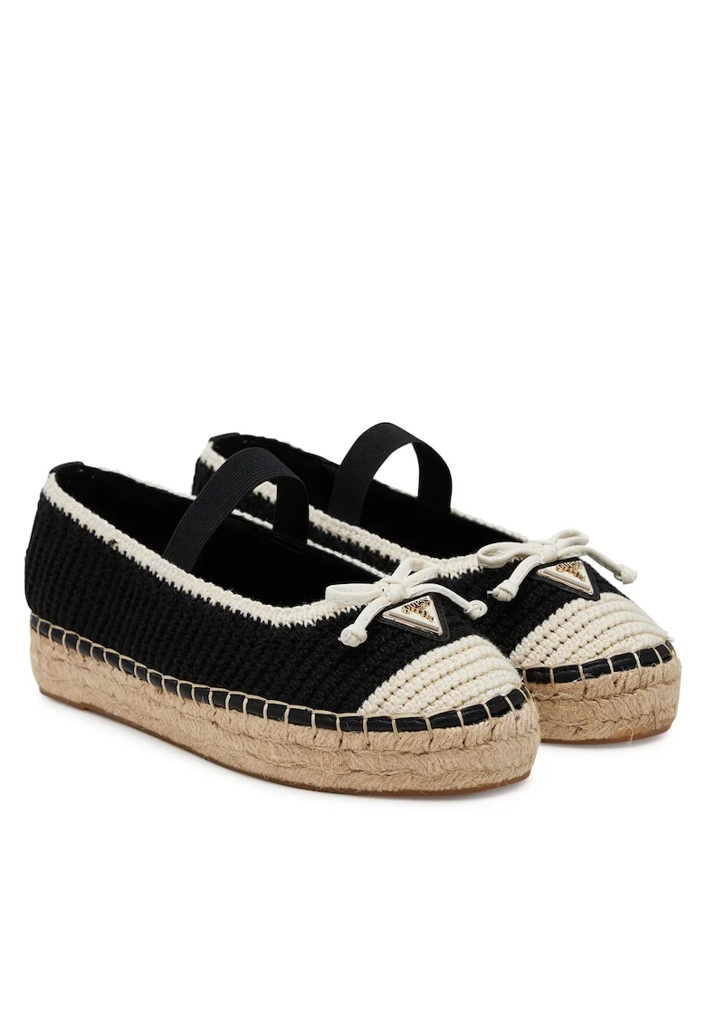Mocasini dama  negru/ alb, tesatura