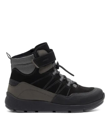 Ghete sport baieti,  piele naturala, negru/gri