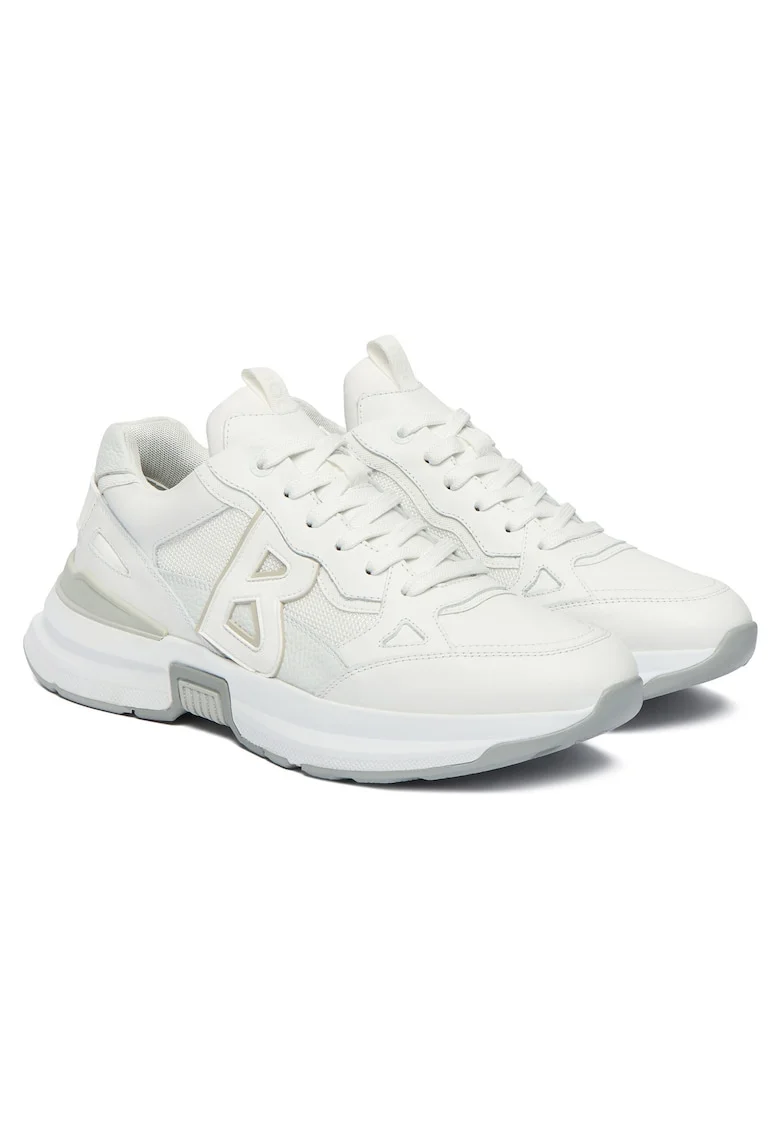 Pantofi sport barbati,  alergare, piele naturala, alb