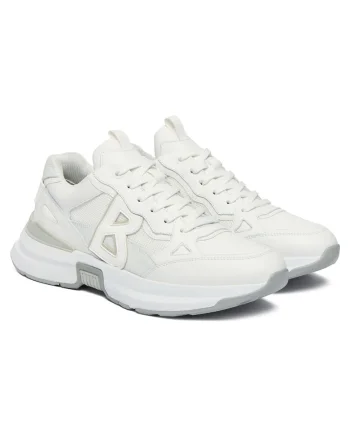 Pantofi sport barbati,  alergare, piele naturala, alb
