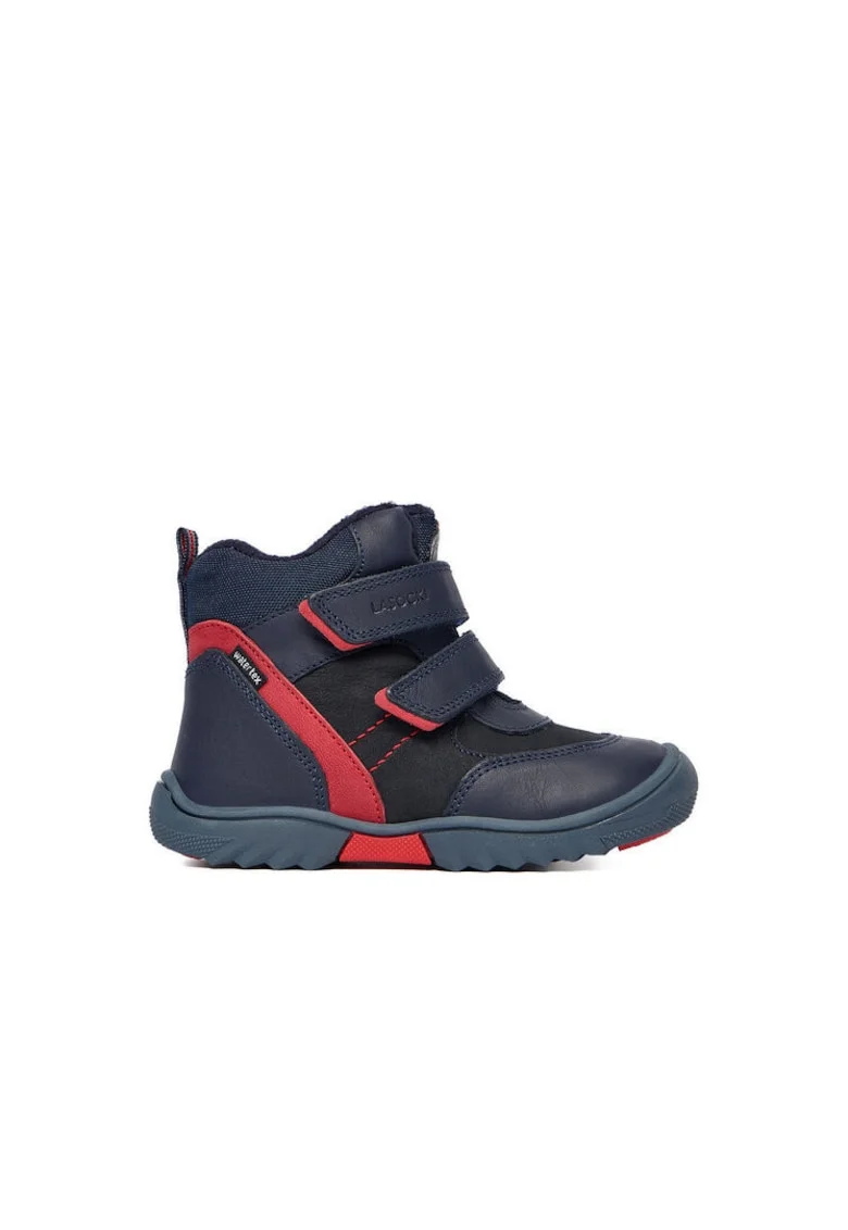 Ghete sport baieti,  piele naturala, bleumarin/rosu