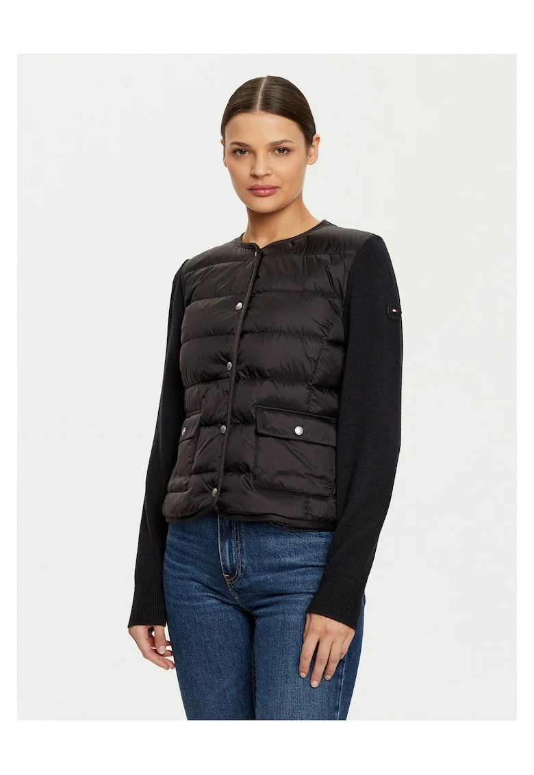 Geaca de puf dama  negru, fabricata din material, Negru