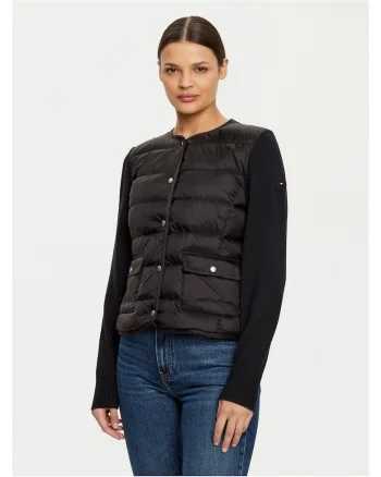 Geaca de puf dama  negru, fabricata din material, Negru
