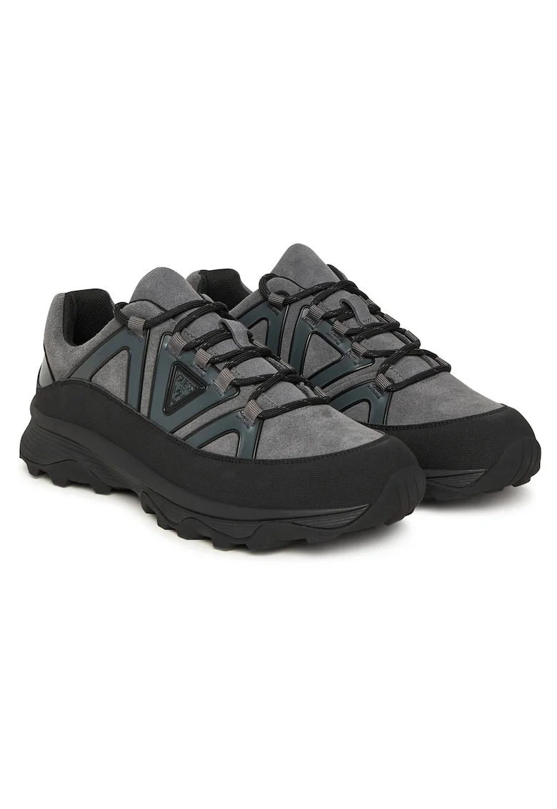 Adidasi sport barbati  piele naturala, negru-gri, pentru alergare