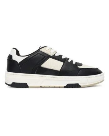 Pantofi sport barbati  alergare, negru/alb, piele ecologica,