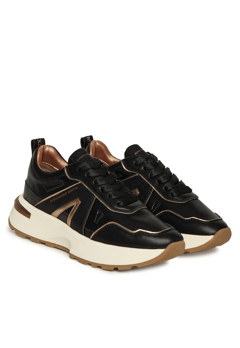 Pantofi sport dama,  ASBCLPW-21, piele naturala, negru