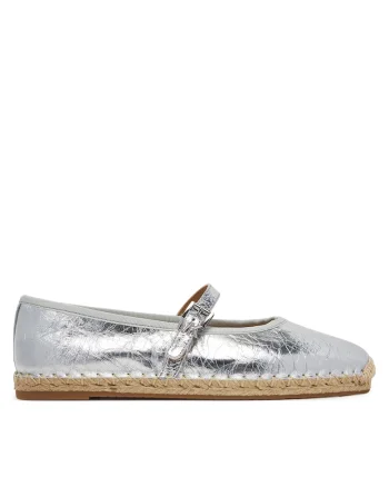 Mocasini dama,  espadrile Silver 040, piele naturala