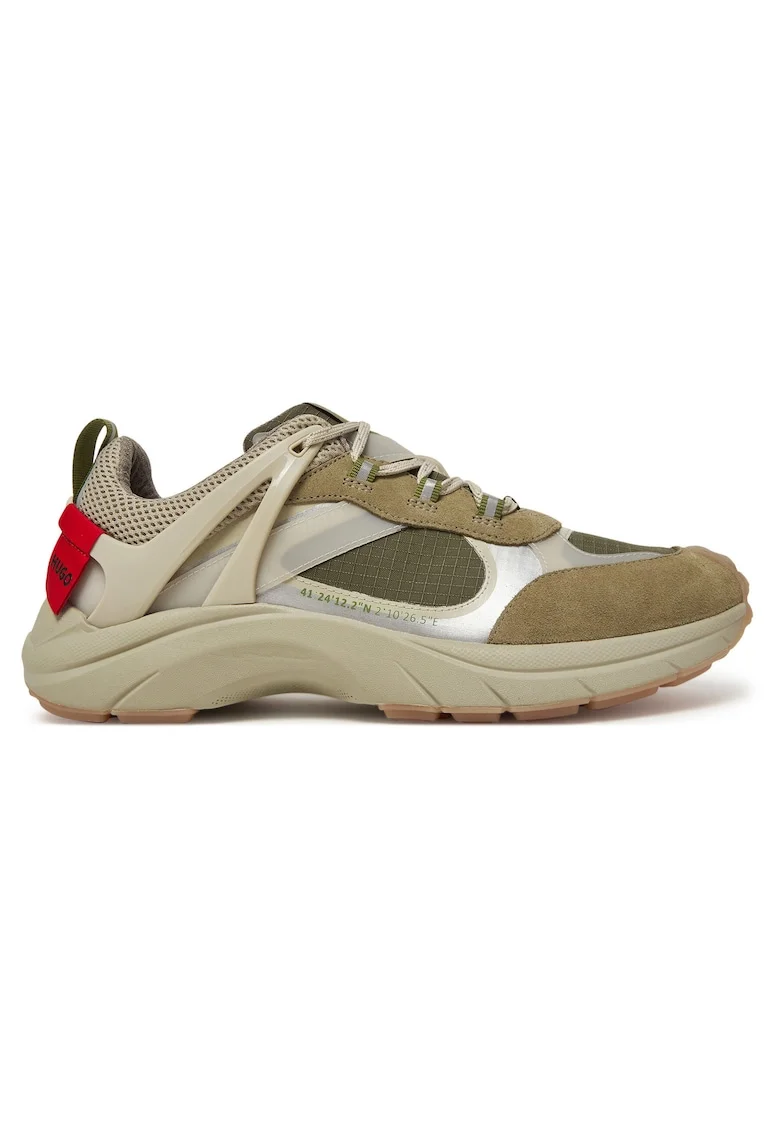 Pantofi sport barbati  Open Green 390, bej, textil, pentru alergare