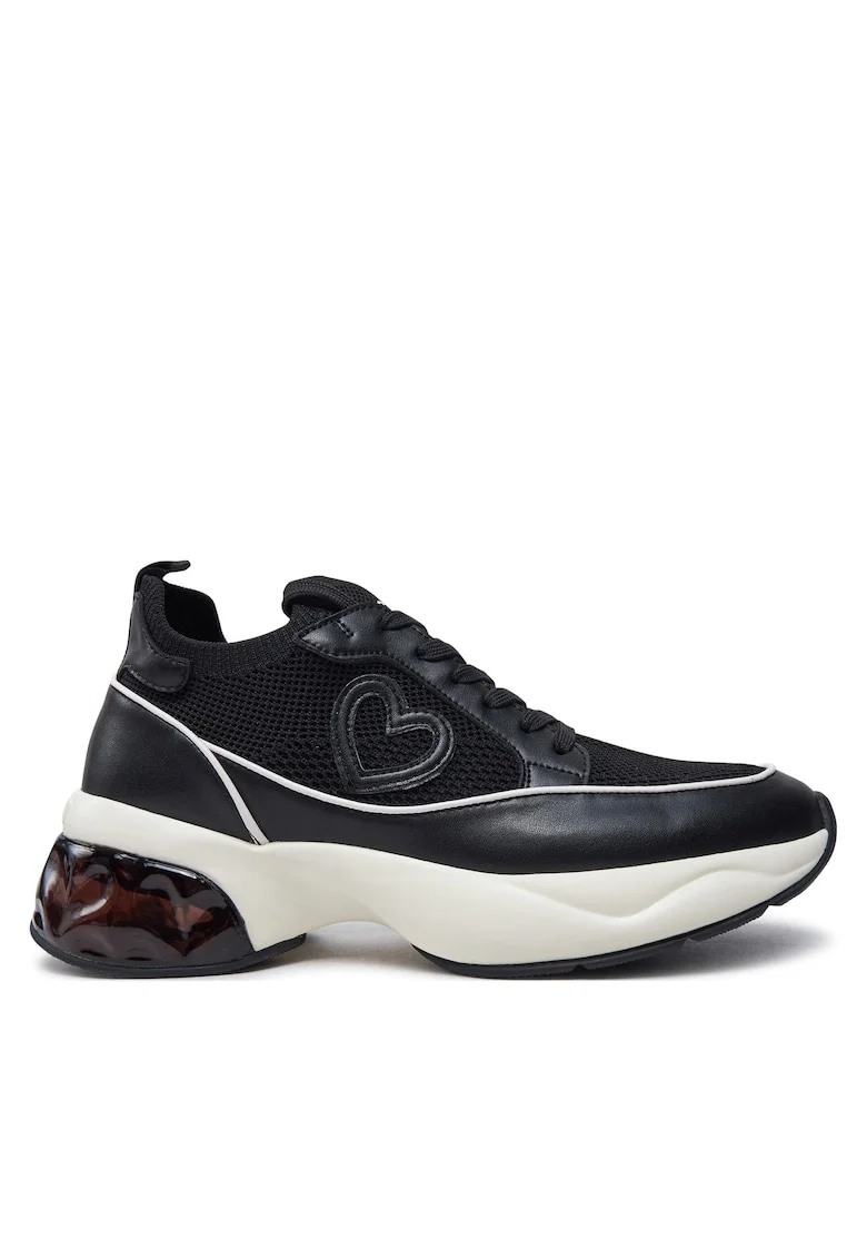 Pantofi sport dama,  textil, negru/alb,