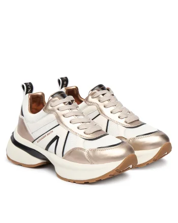 Adidasi  ASBCVIW-117, piele naturala, alb/auriu