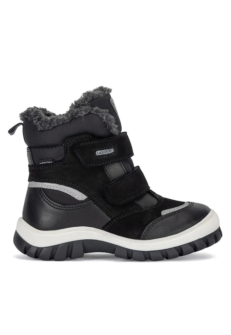 Ghete sport baieti,  piele naturala, alb/negru