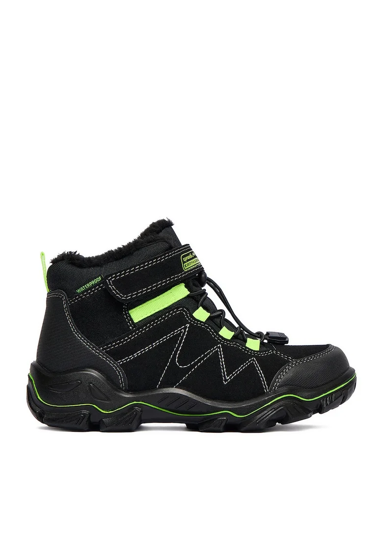 Ghete sport baieti,  piele naturala, negru/verde