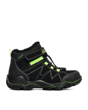 Ghete sport baieti,  piele naturala, negru/verde