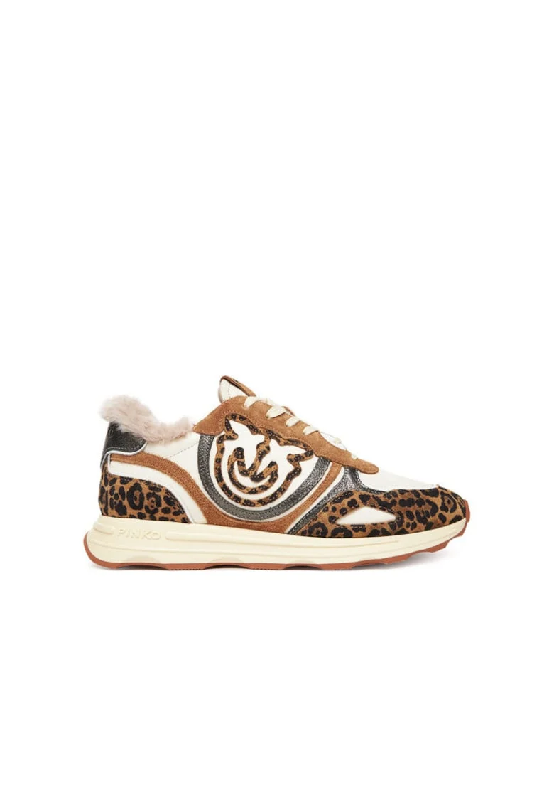 Pantofi sport dama,  Leopard M36 SS0087P121, piele naturala, maro/crem