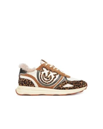 Pantofi sport dama,  Leopard M36 SS0087P121, piele naturala, maro/crem