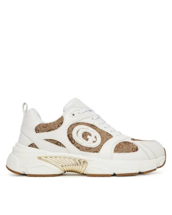Pantofi sport dama  BEIBR FLFI2B ELE12, piele ecologica, alb/auriu