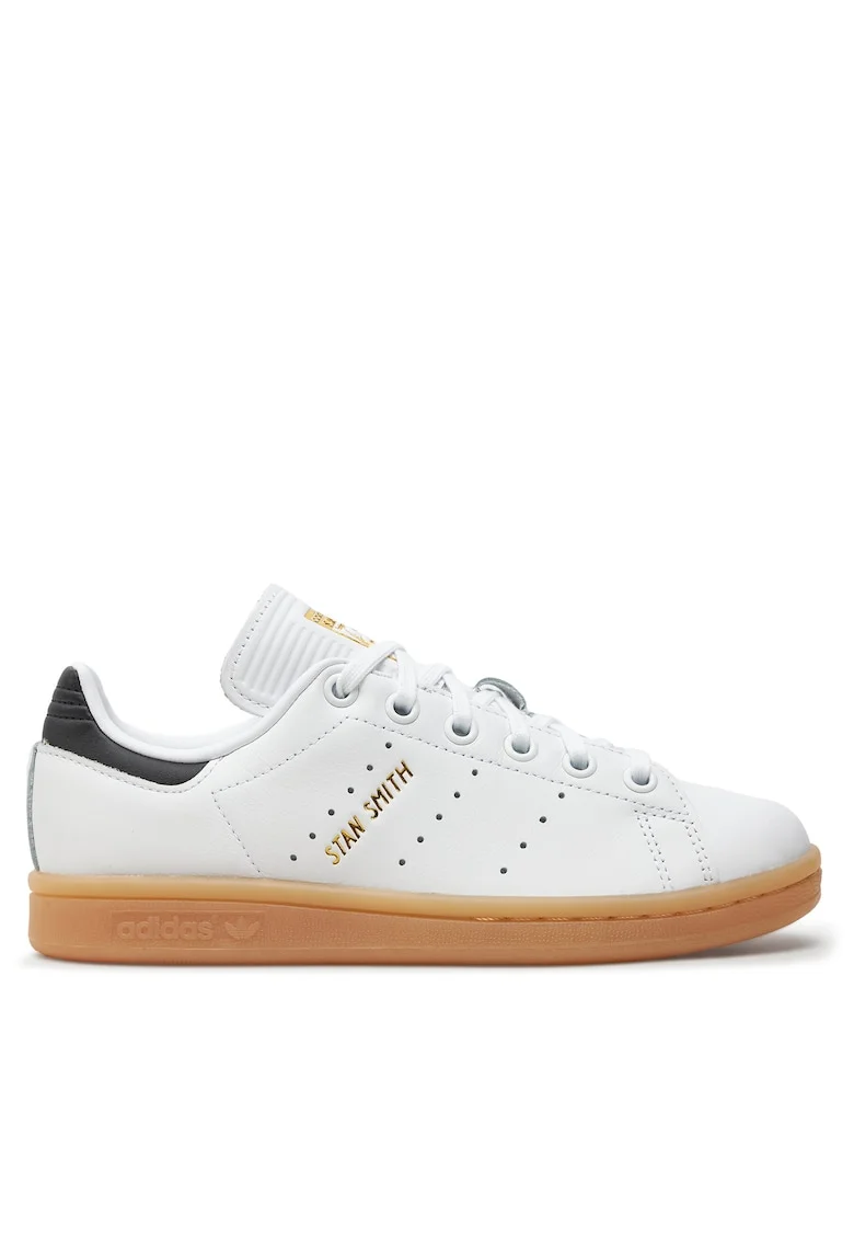 Pantofi sport copii,  Stan Smith, piele ecologica, alb/negru/maro