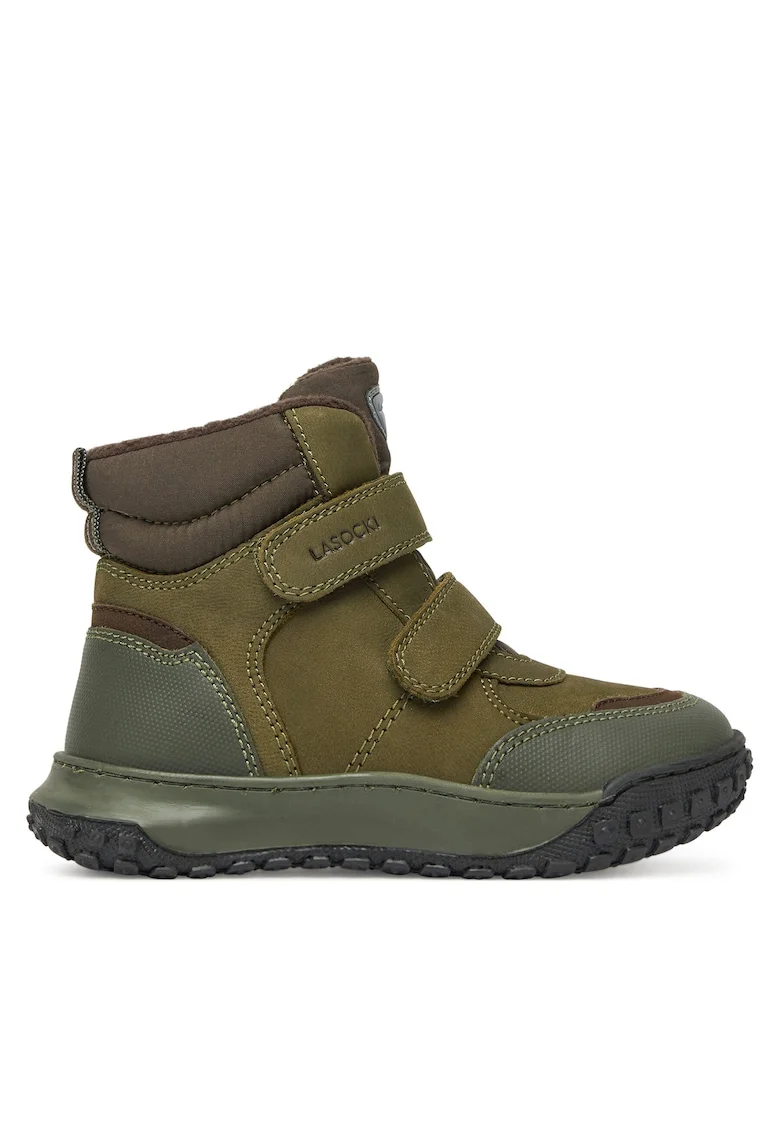 Ghete sport baieti,  piele naturala, kaki/maro