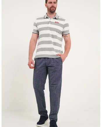 Pantaloni din bumbac cu buzunare laterale, Albastru inchis
