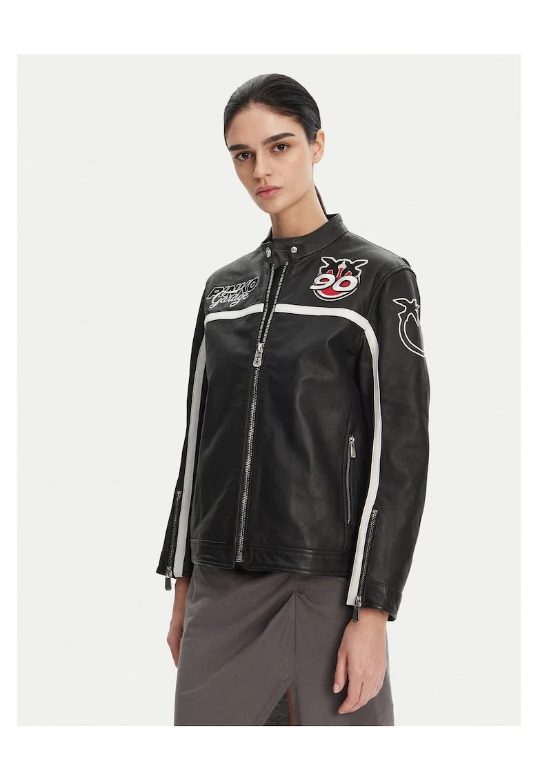 Geaca de piele,  negru, Negru