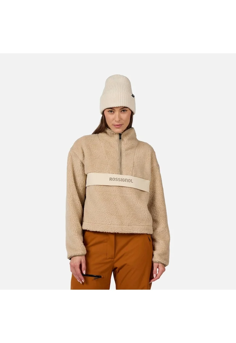 Bluza sport  ALLTRACK HZ FLEECE, cu fermoar, pentru femei, culoare bej, Bej