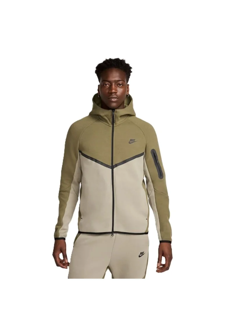 Bluza cu fermoar  pentru Barbati, m nk tch flc fz wr hoodie, HV0949-222, XS INTL, Verde