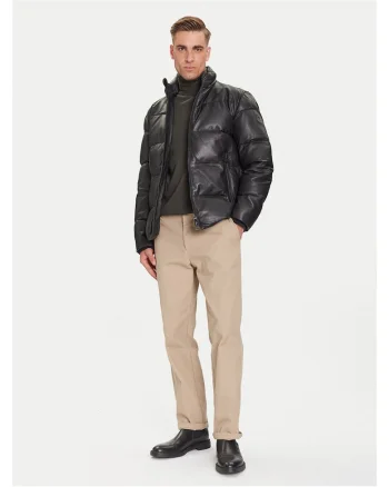 Geaca piele barbati  negru