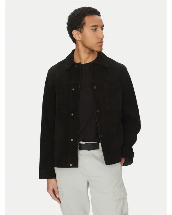 Geaca de piele barbati  negru