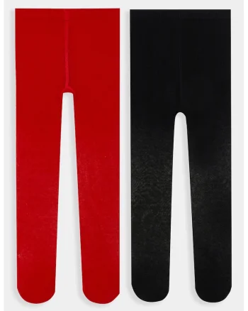 Set de dresuri uni - 2 perechi, Rosu vermillion/Negru