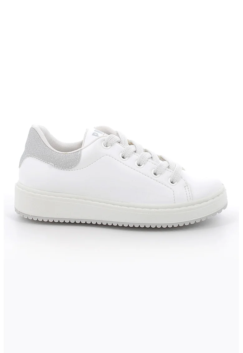 Pantofi sport din piele ecologica cu logo, Alb optic