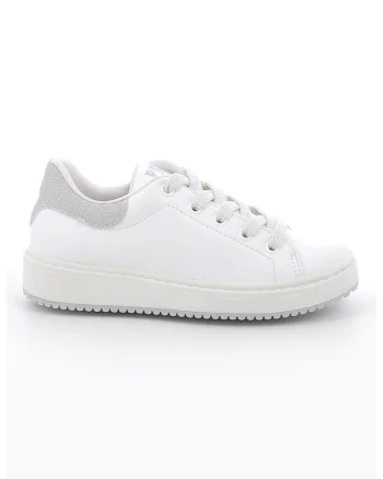 Pantofi sport din piele ecologica cu logo, Alb optic