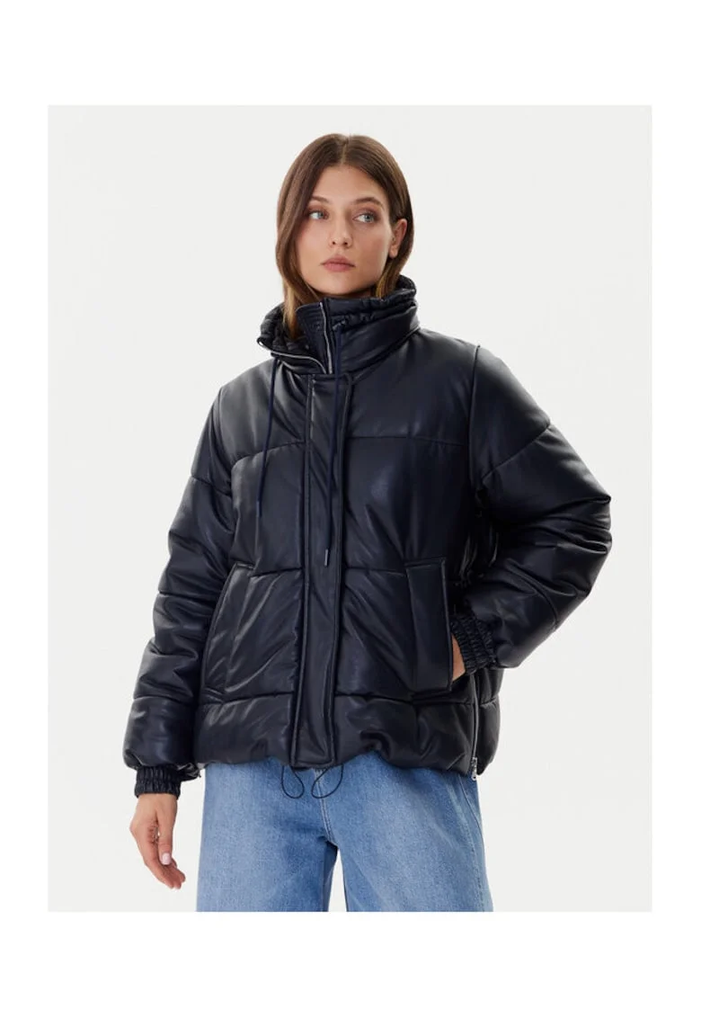 Jacheta din imitatie de piele  negru, Negru
