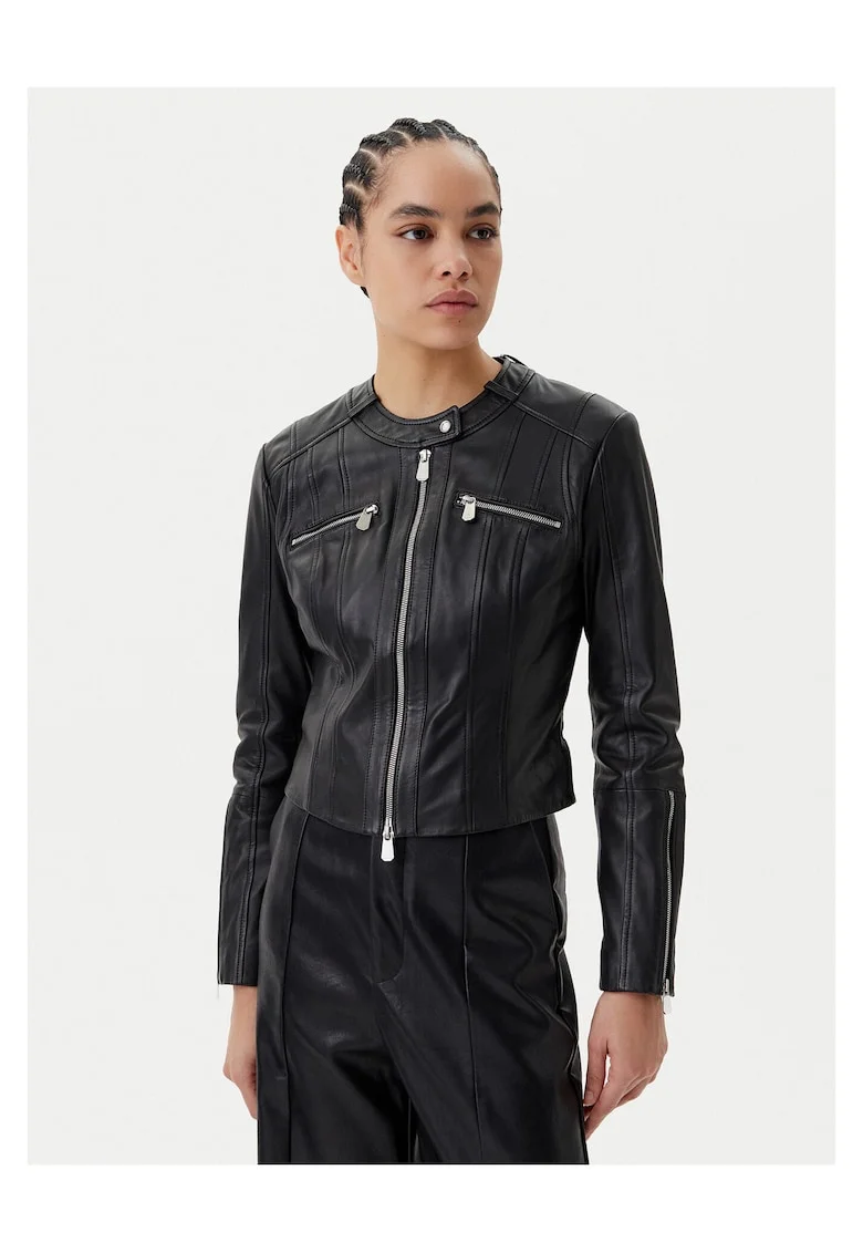 Jacheta de piele pentru femei  negru,