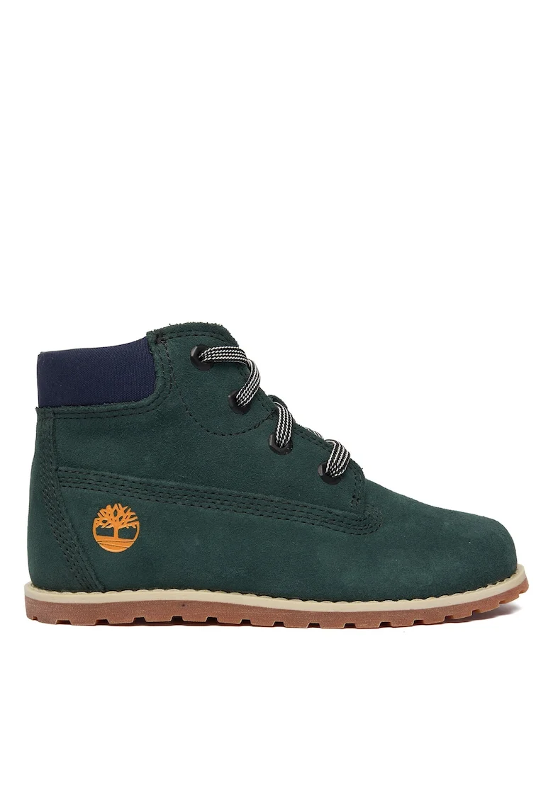 Ghete sport baieti,  piele intoarsa, verde inchis,