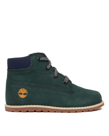Ghete sport baieti,  piele intoarsa, verde inchis,