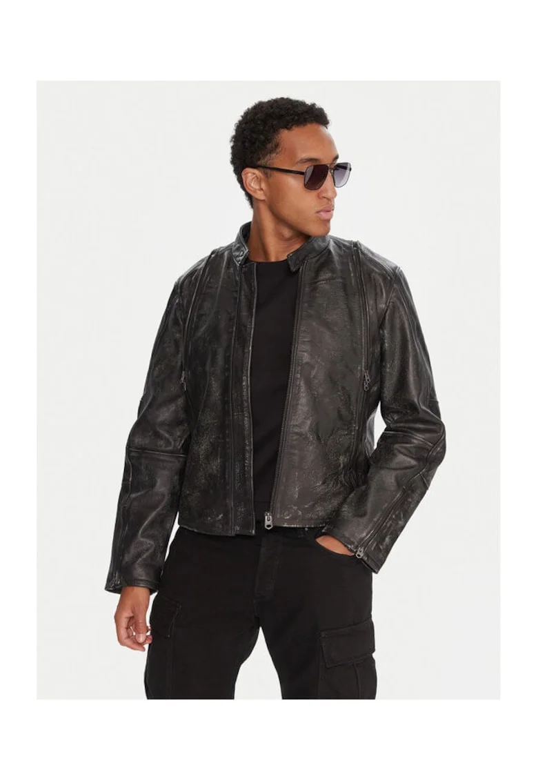 Geaca barbati, G-Star Raw, gri, piele